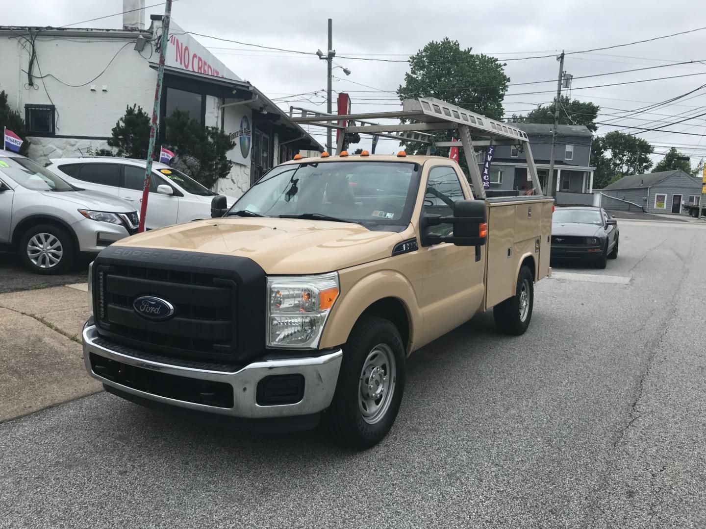 2015 Tan /Gray Ford F-350 SD 350 (1FDRF3E61FE) with an 6.2 V8 engine, Automatic transmission, located at 577 Chester Pike, Prospect Park, PA, 19076, (610) 237-1015, 39.886154, -75.302338 - Photo#2